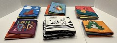 Soft Cloth Baby Books Lot of 6 Animals Fruits Vehicles Sea Life Letters Colors