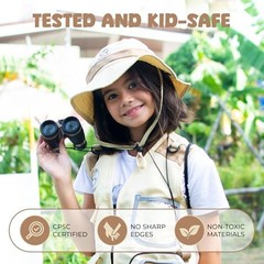 Kids Explorer Kit with Safari Vest, Hat & More – Kids Bug Catching Medium Brown
