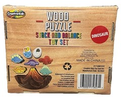 Creative Kids Wooden Dinosaur Stacking Toy Set, Balance Stack Game 8 Pc