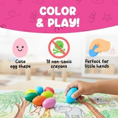 TinyGeeks 12 Color Egg Crayons – Palm Grasp Non-Toxic and Washable for Toddle…