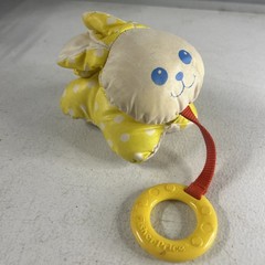 Fisher Price Yellow White Dot Bunny Rabbit Rattle Teether Plush Stuffed Animal