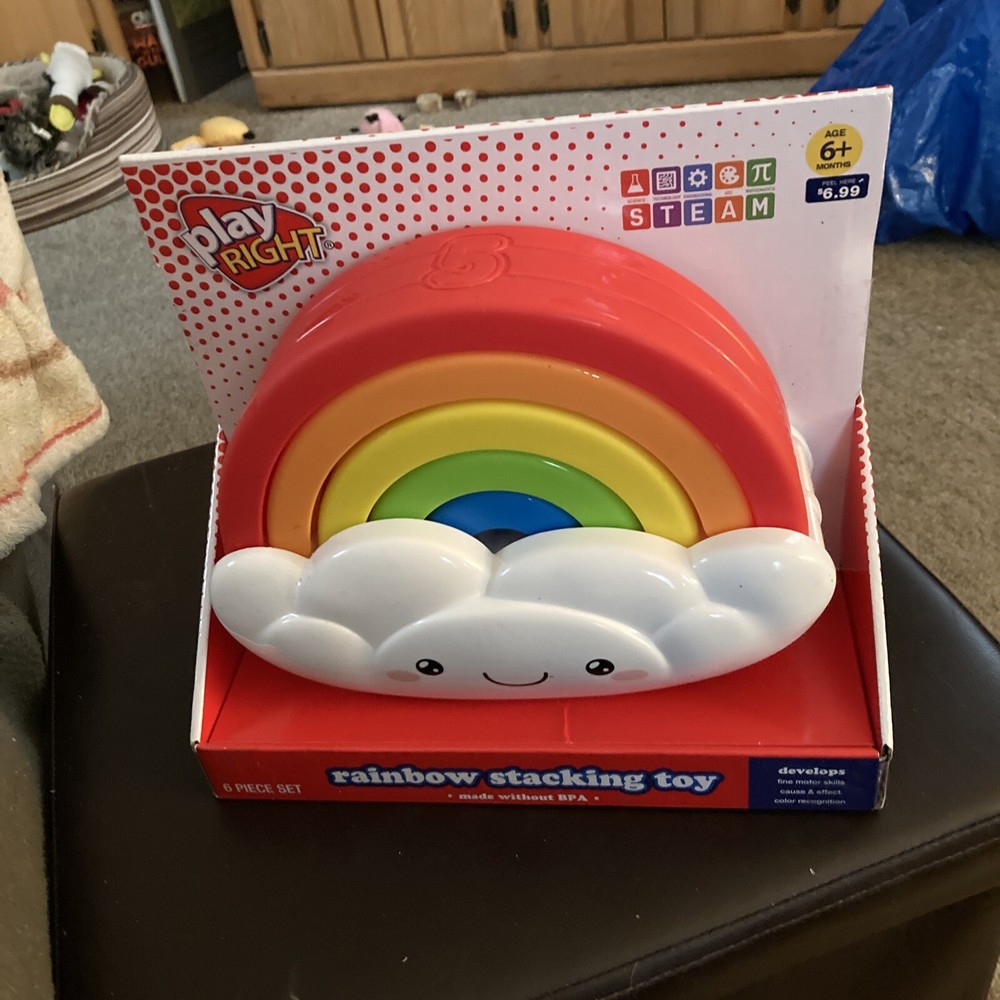 Play Right Rainbow Stacking Toy Develops Fine Motor Skills 6 Pieces STEAM NEW