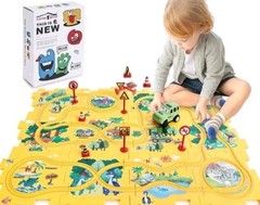 LovesTown 25PCS Dinosaur Puzzle Racer Car Plastic Floor Track Set Ages 3 +