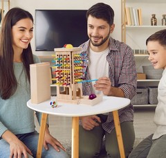 Pizza Leaning Tower Wooden Board 3-in-1 Game Drawing Stick Education Puzzle Toy