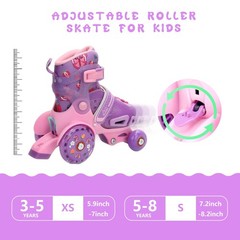 LKD Adjustable Kids Roller Skates for Boys Girls,Beginner Quad Skates,Indoor …
