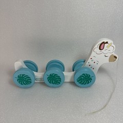 Little Tikes Wooden Critters Llama-Corn Pull Toy Baby Toddler White Blue Wooden