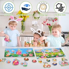 Easter Basket Stuffers-2 Pack Easter Puzzles, Wooden Peg Puzzles for Toddlers…
