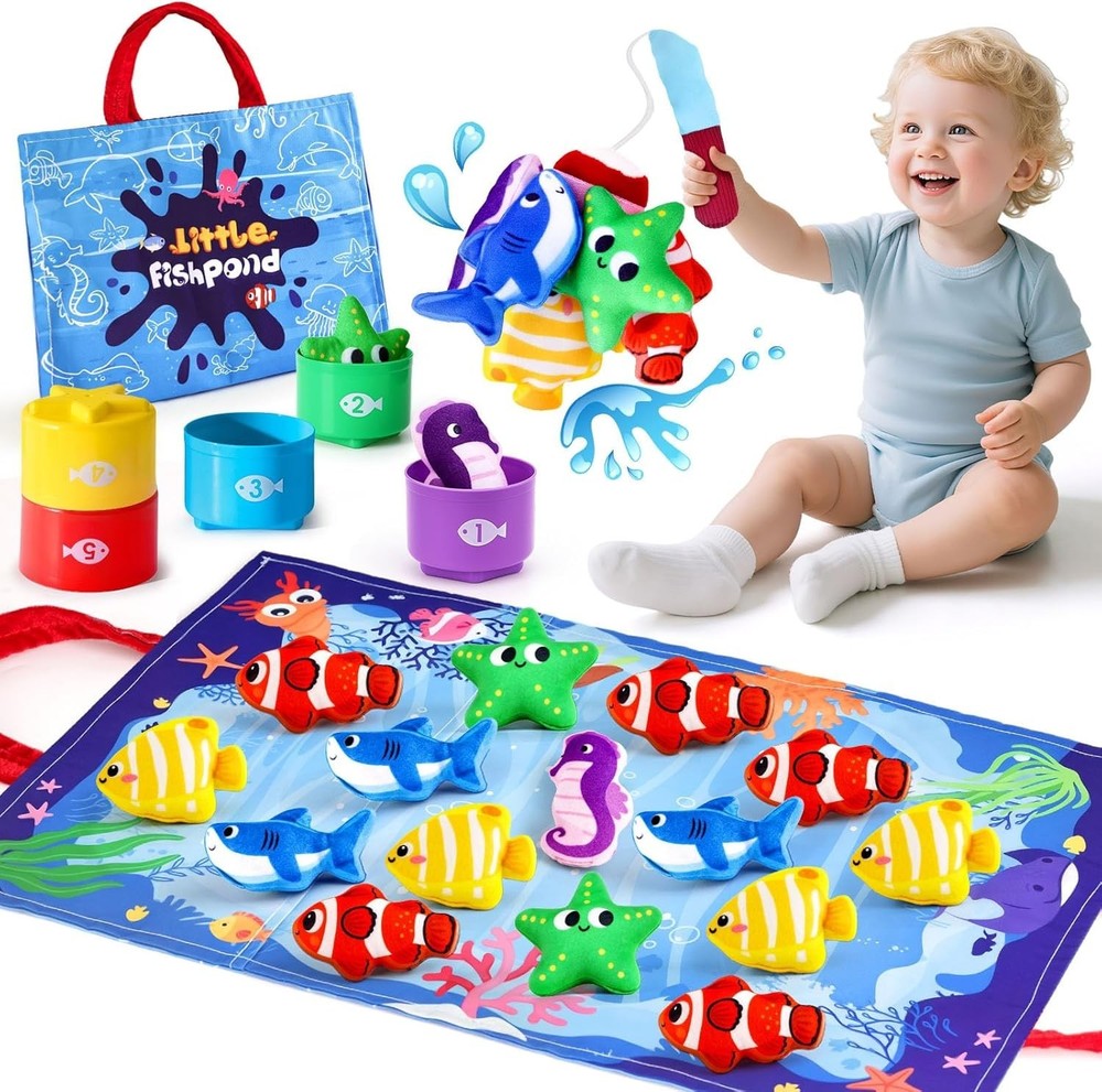 Montessori Toys for Toddlers, Preschool Learning Toys Cloth Fishing Games wit…