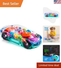 Light Up Transparent Sensory Car Toy for Kids, 1PC, Bump and Go Toy Car with …