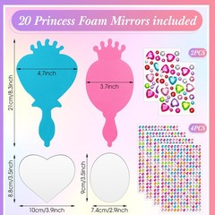 20 Pcs Unbreakable Mirror DIY Decorate Your Own Princess Mirror Mermaid Princ…