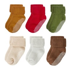 Baby Toddler Kids Ankle Crew Socks with Grips Unisex Warm Thick Cotton Winter…