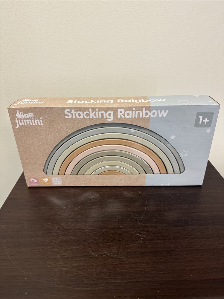 Jumini Stacking Rainbow Retro Baby Toys Pastel Color Baby Natural Wood