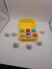 1993 Vintage Tomy Hide N Squeak Eggs Shape Color Sorting Toy With Carton