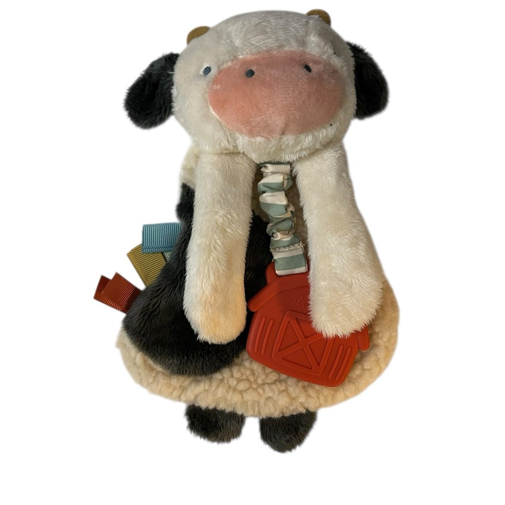 Itzy Ritzy Cow Lovey Security Blanket Unisex Plush Farm Themed Toy Silicone