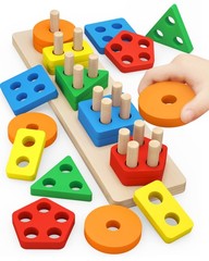 PEBIRA Montessori Toys for 1 to 3-Year-Old Boys Girls Toddlers, Wooden Sortin…
