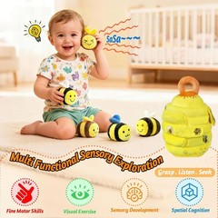 Baby Toys Soft Baby Beehive with 5 Sensory Bees 6-12 Months – Rattle, Crink Mirr