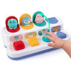 Montessori Cause and Effect Toy 6-12 Months, Baby Push Button Pop Up Animal T…