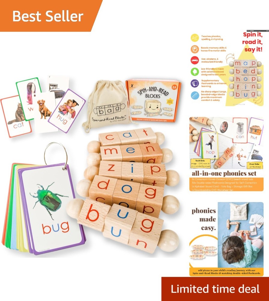 Interactive Montessori Phonics Reading Blocks & Flashcards – Safe & Fun Learning