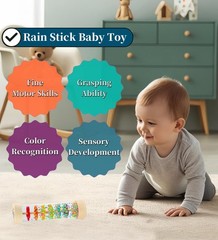 Rainmaker Rain Sticks, Montessori Baby Toys for Babies 6-12 Months, 7.7″ Wood…