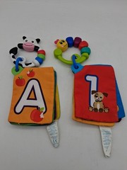 2 Baby Einstein Take Along Discovery Cards Clip-on Crinkle Teether ABC’s & 123’s