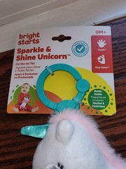 Bright Starts Sparkle & Shine Unicorn Rattle Teether On-the-GO Toy NWT