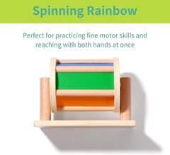 2 in 1 Play Kit, Montessori Toys for Babies Spinning Rainbow Drum,Mirror Peekabo