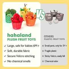 hahaland Baby Sensory Toys – 16 PCS My First Fruit Red, Green, Yellow, Orange