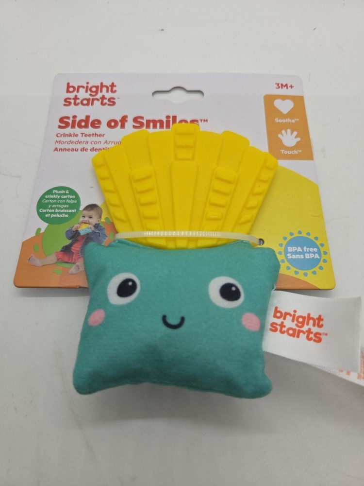 Bright Starts Side of Smiles French Fry Crinkle Teether- Brand New
