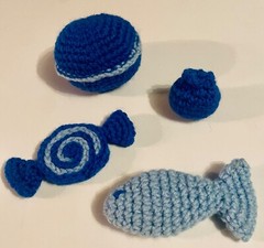 Handmade Crochet Blue Color Sorting Playset, Learning Toy, Montessori