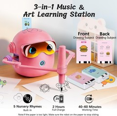 Smart Drawing Robot for Kids – 100 Cards, Voice Learning, Pens & Brushes Set