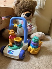 Disney Winnie the Pooh & Friends Baby Push Walker + Stacking Rings, Multicolor