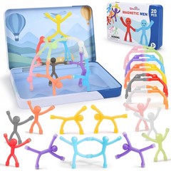 20Pcs Magnetic Travel Toys, Magnets Men for Kids with Metal Box, Airplane Car…