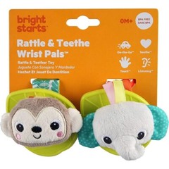 Bright Starts 2pk Wrist Rattles/Teethers Wearable Toy Monkey Elephant Infant NEW
