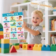 OpalPlat 20 Laminated Educational Posters for Toddlers 1-3, Preschool Classro…