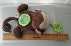 Garanimals Monkey Plush Teether Ring Rattle Balls 6″ Stroller Toy Brown Green