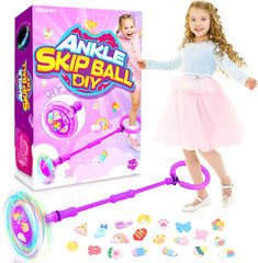 Ankle Skip Ball Toy for Kids, LED Lights, Outdoor Activity, Creative Craft, 4-8