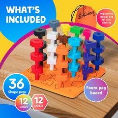 Peg Board Set – Montessori Toys for 2 Year Old – 38 Pc Plastic Peg Board for …