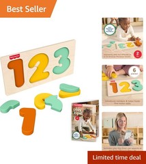 Interactive Montessori Toy: 6-Piece Wooden Number Puzzle for Toddlers aged 2+