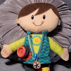 Playskool Soft Activity Doll Toddler Learning Toy Zipper Button Laces Sensory