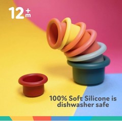 Nuby Silicone Stacking Cups Multi Color Bath Toy for Kids Fine Motor Skills