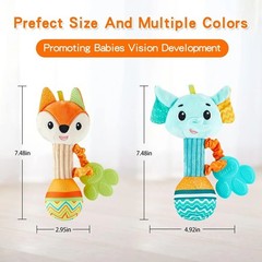 Baby Rattles Soft Sensory Shaker Teething Toys Plush Animal Newborn Gift 0-12 Mo