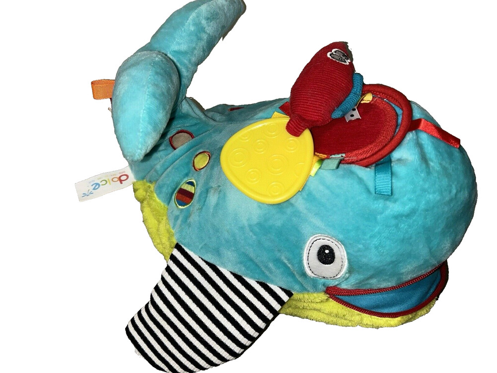 Dolce Play & Learn Whale Plush Interactive Baby Toy Textured Zipper Motor Skills