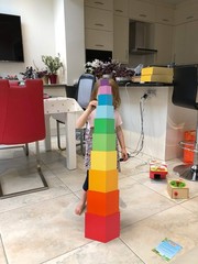 TOWO Wooden Stacking Boxes Rainbow Colours-Nesting and Sorting Cups Blocks fo…