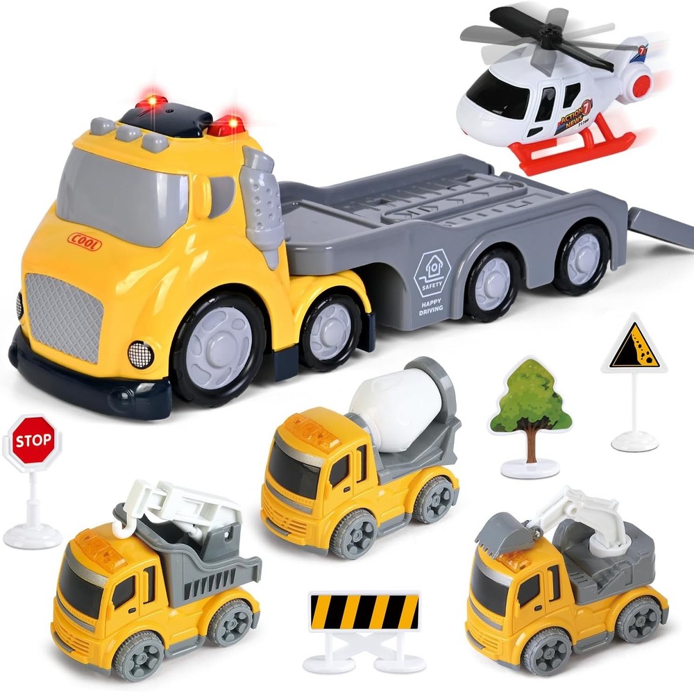 Toddlers Truck Toys,Boy Toys Gifts for 1 2 3 Years Old,5 in 1 Construction Trans