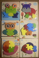Wooden Animal Puzzles for 1 2 3 Years Old Boys Girls, Toddler 6 Sets