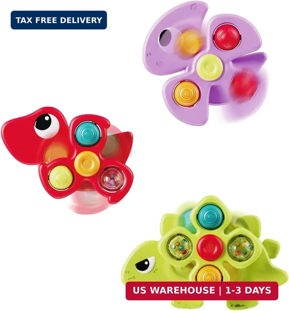 3PCS Dinosaur Suction Cup Toys for 1 Year Old Boys Girls | Sensory Baby Bath Toy