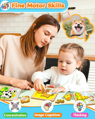 Wooden Toddler Puzzles, Montessori Toddler Toys for 1 2 Year Old | 12 Pcs Puzzle