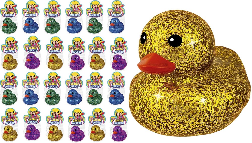 Ja-Ru Glitter Rubber Ducks Metallic Colors 3 24 Unit Assorted Fidget Toy For