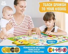 Bilingual Talking Numbers Kids Education Poster English & Spanish Shapes Colors