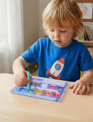 Compact Blue Color & Number Maze – Montessori Puzzle Board for Toddlers 3 +